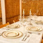 table setting inside Jewish hut or booth