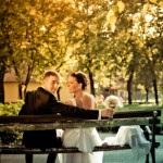 couple on bench in park