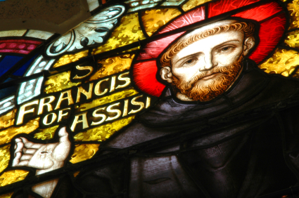 stained glass window of st francis