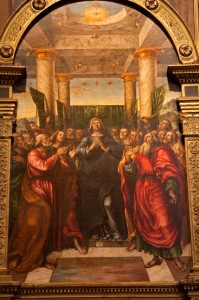 Verona - scene of the Pentecost in Saint Anastasia church