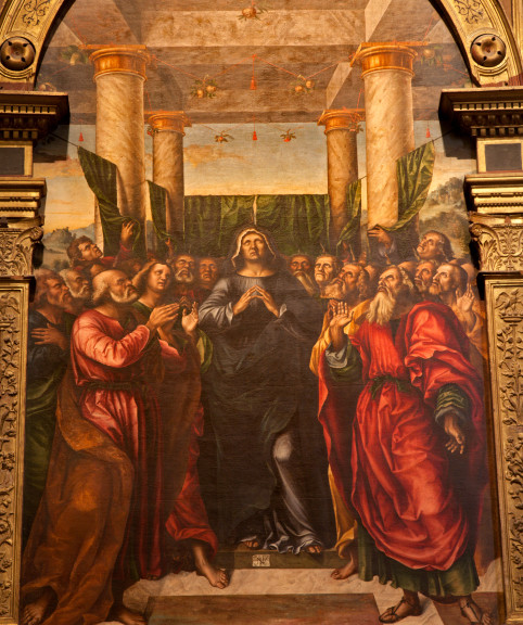 Verona - scene of the Pentecost in Saint Anastasia church