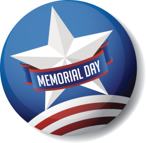 Memorial Day pin or button star and stripes design