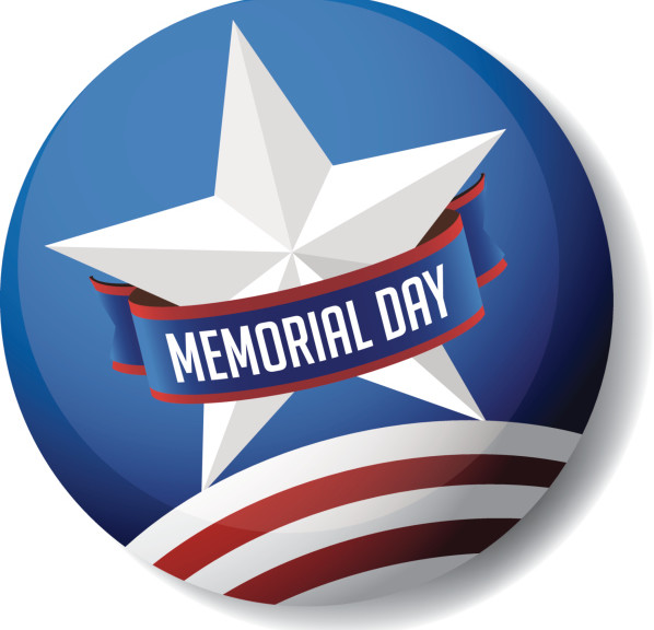 Memorial Day pin or button star and stripes design