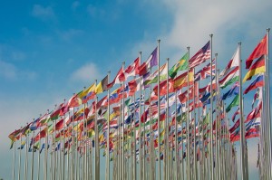 United Nations Peacekeeping display of flags