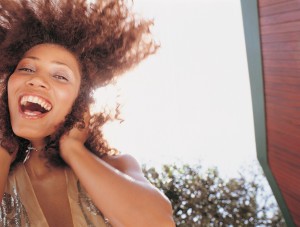 Joyous woman Celebrates Happiness