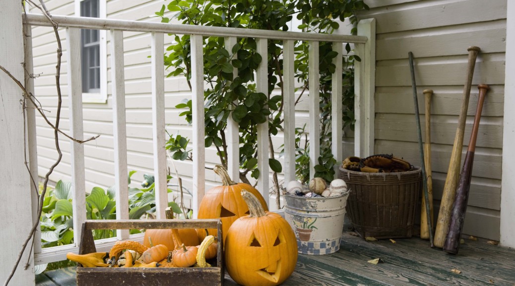 Halloween decorations on a porch