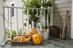 Halloween decorations on a porch