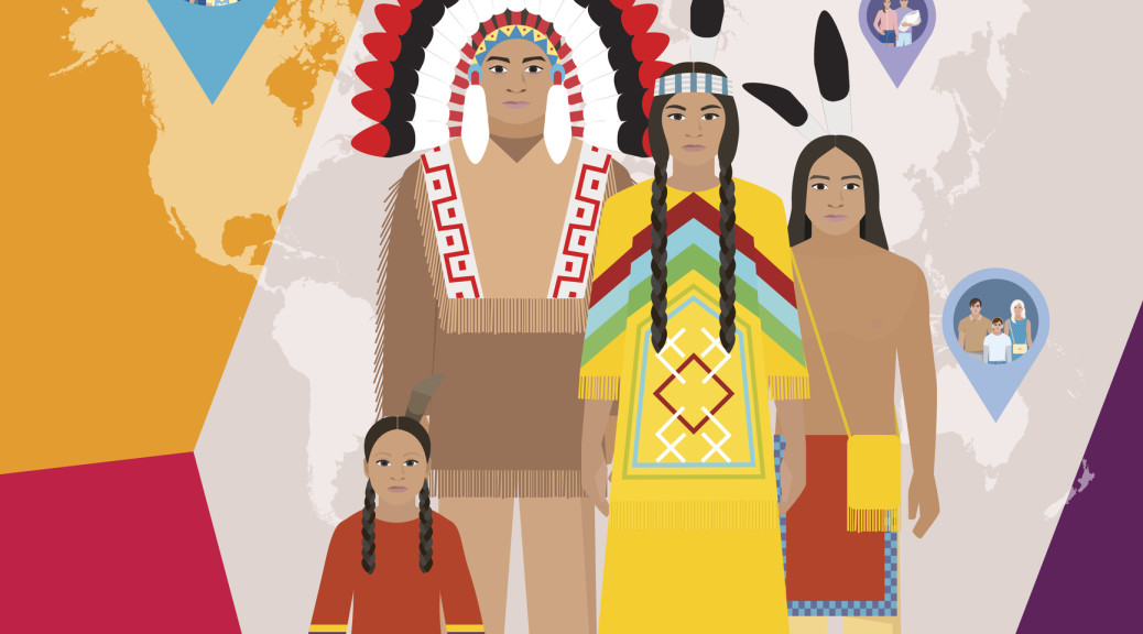 Native American family in national dress