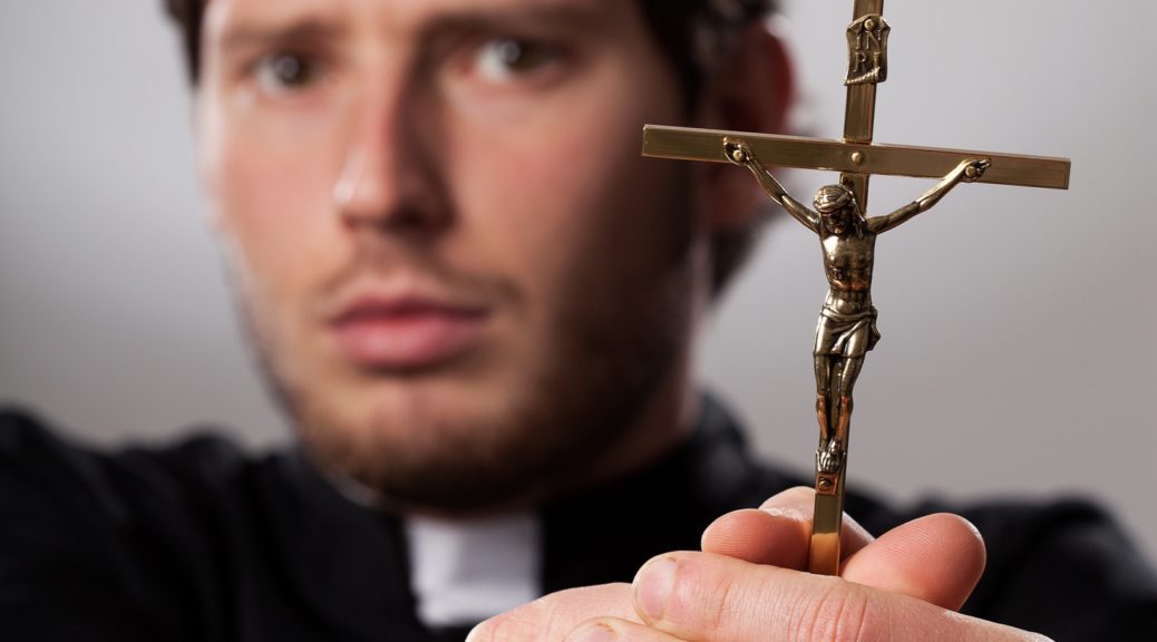 Catholic Priest Performing an Exorcism