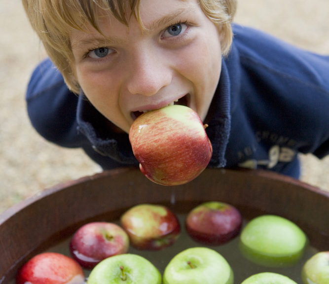 Bobbing for apples is a famous Halloween Tradition.