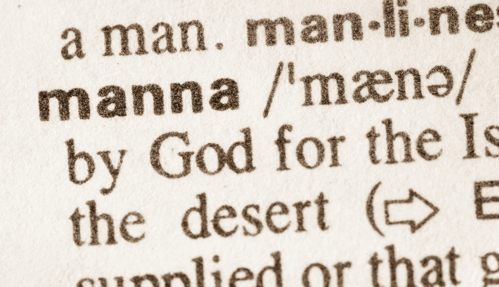 A photo of manna's definition within a dictionary.