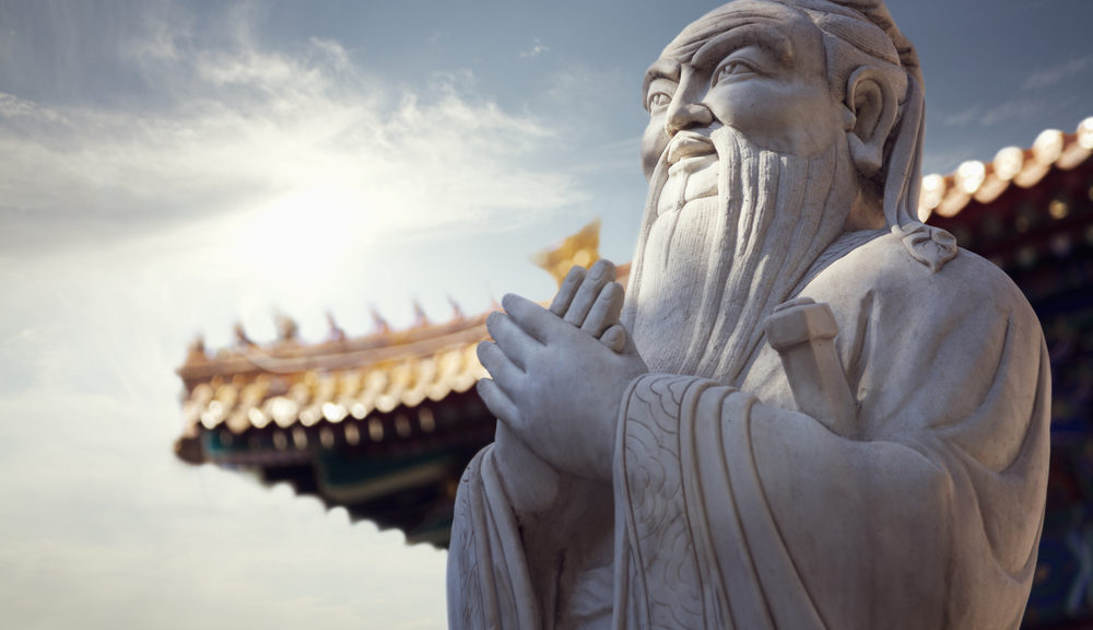 A statue of Confucius, founder of Confucianism.