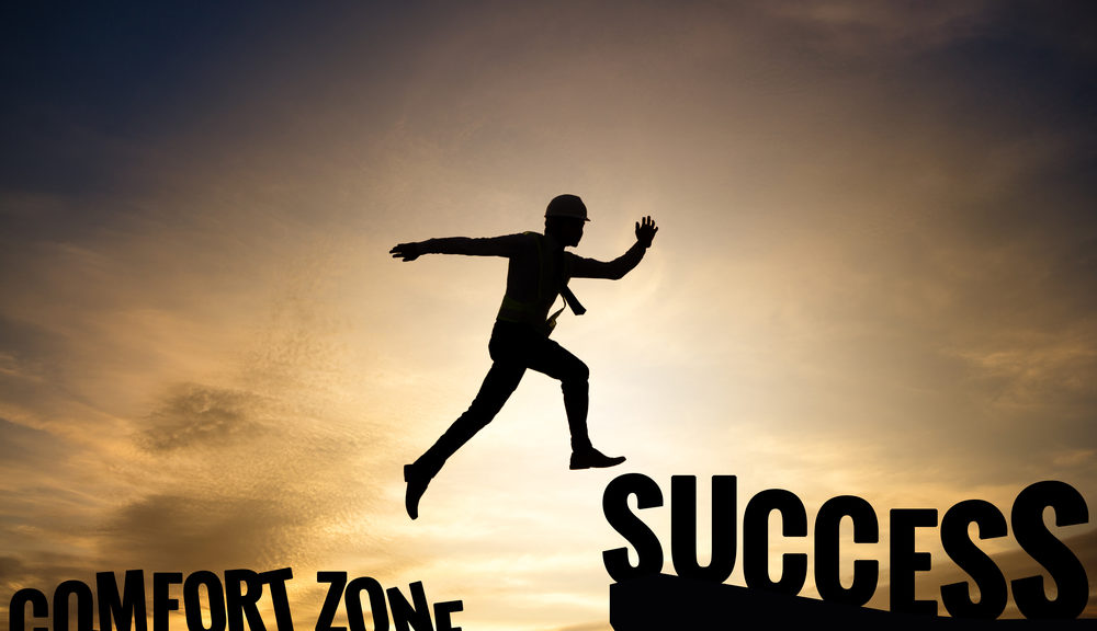 To live his best life, a man leaps out of his comfort zone and toward success.