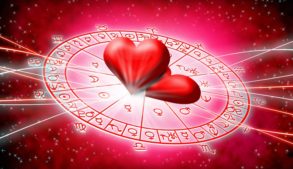 An artist's depiction of a synastry chart.