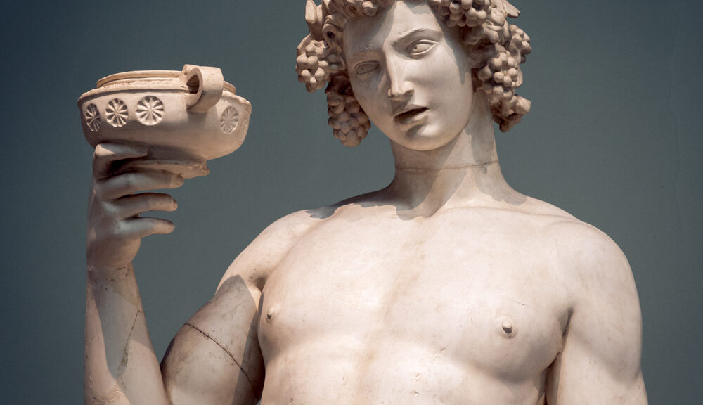 A statue of Dionysus, one of the Greek gods of the vine.
