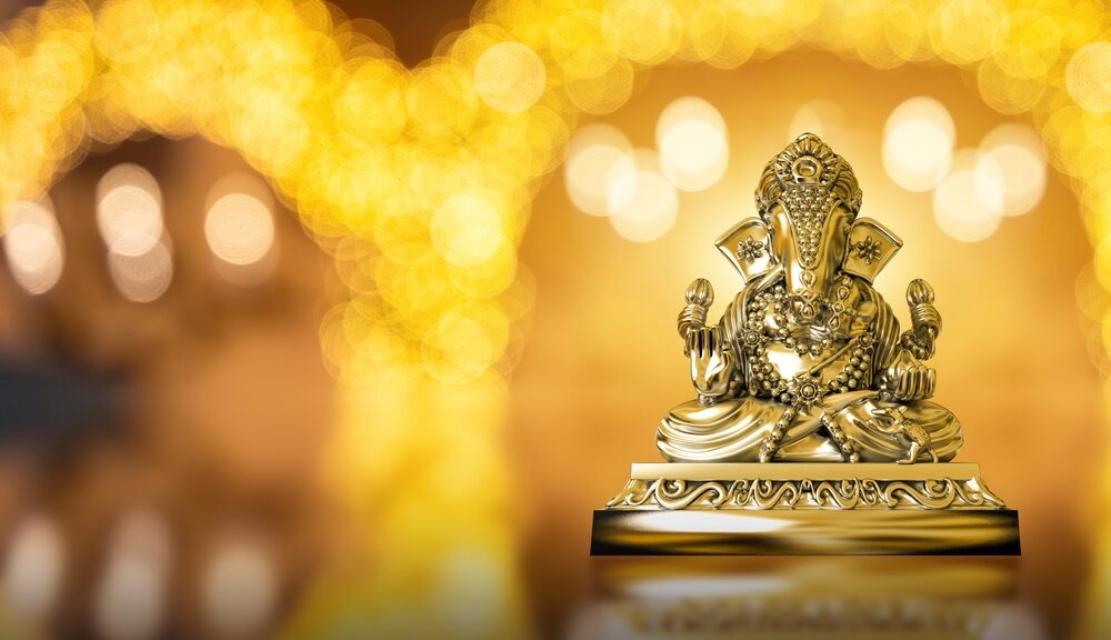 hinduism, gold statue